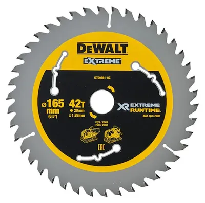 Image de Lame de scie circulaire plongeante Ø165x20mm 42 dents DEWALT DT99561-QZ Carbure XR Runtime