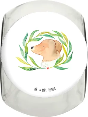 Produktbild von Mr. & Mrs. Panda Dose Hund Blumen L 870ml - Weiß - Geschenk, Aufbewahrungsdose, Hunde, Dekoglas, glasbehälter, Selbsttherapie, Hundeglück, Vorratsglas, Sprüche, Niedlich