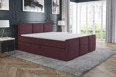 Produktbild von Boxspringbett RON 200 x 200 mit 2 Bettkästen, Bonell-Matratze und Topper. Farbe: Violett