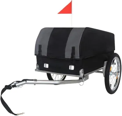 Imagen del producto de Remolque para bicicletas, remolque de carga, remolque de transporte, diseño plegable, tejido Oxford impermeable y capacidad de carga de 40 kg