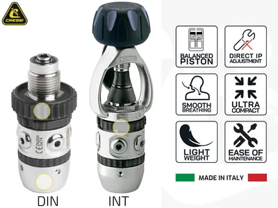 Produktbild von Cressi Atemregler-Set AC2 Compact mit Octopus XS, DIN 300 Bar, ergonomisch für Tauchen