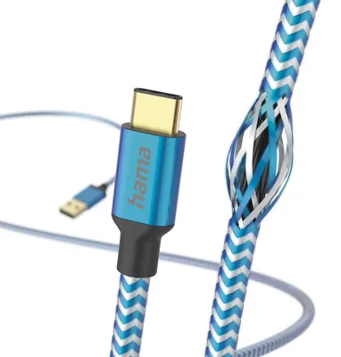 Zdjęcie produktu dla Hama Reflective, 1,5 m, USB A, USB C, USB 2.0, 0,48 Gbit/s, Niebieski