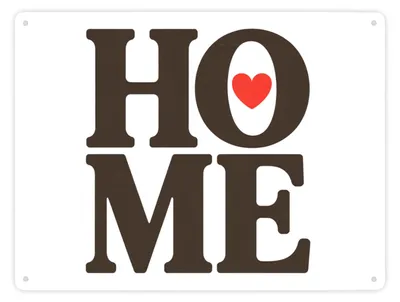 Produktbild von HOME Herz Metallschild XXL in 28x38 cm für Wohnräume