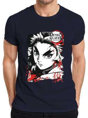 Immagine prodotto di Maglietta da uomo Demon Slayer Kimetsu no Yaiba Rengoku Fire Anime Gift, Navy, M