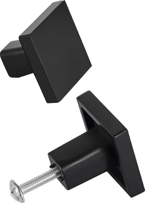 Image de SucceBuy Boutons de meuble, paquet de 10, 3 cm, boutons d'armoire carrés en alliage de zinc noir, boutons de cuisine robustes, boutons de tiroir avec vis pour salle de bain, armoires, tiroirs et cuisine
