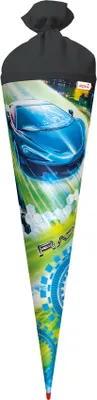Produktbild von ROTH Schultüte Racing 70 cm groß rund Rot(h)-Spitze Filzverschluss Zuckertüte Schulanfang