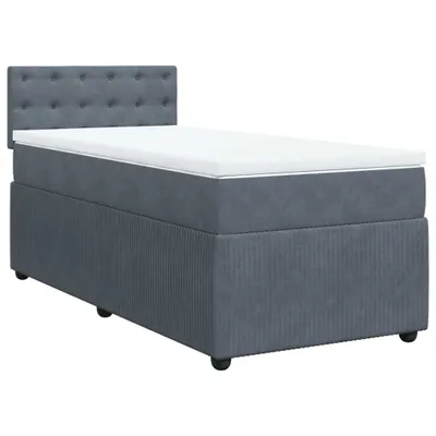 Image de vidaXL Lit boxspring avec matelas gris foncé 90x190 cm velours