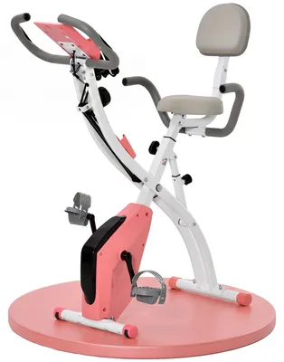 Produktbild von Heimtrainer 2-in-1 Fahrradtrainer mit LCD-Display Pulsmesser verstellbar Sitz Räder, klappbarer Hometrainer Trimmrad mit 8 stufig Magnetwiderstand, Spannseil, Stahl