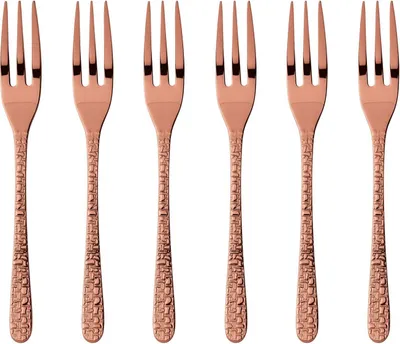 Produktbild von Sambonet Venezia Edelstahl/PVD Kupfer Kuchengabeln Set 6