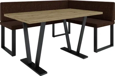 Obrázek produktu pro Rohová lavice AKIKO METAL se stolem 168x128 vpravo - Rohová lavicová skupina pro vaši jídelnu, moderní kuchyň, obývací pokoj, jídelní kout. Ideální do kuchyně, kanceláře a recepce