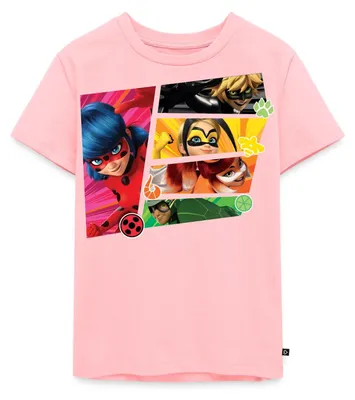 Produktbild von Spreadshirt Miraculous Superhelden Kinder Premium T-Shirt, 134/140 (8 Jahre), Rosa