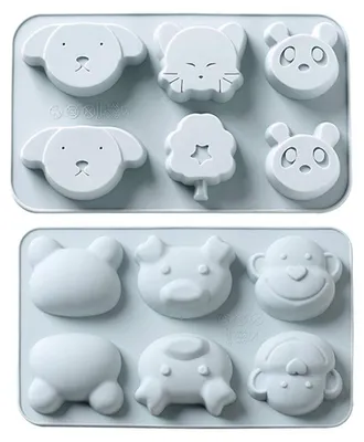 Silikonformen Tiermotiv, 2er-Set, 6 Vertiefungen, BPA-frei