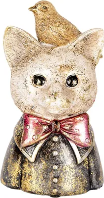 Produktbild von Clayre & Eef Dekorationsfigur Katze 11x9x18 cm Weiß Schwarz Kunststoff
