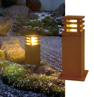 Standleuchte RUSTY SQUARE 40, E27, IP55, 11W, rostfarben, 40 cm