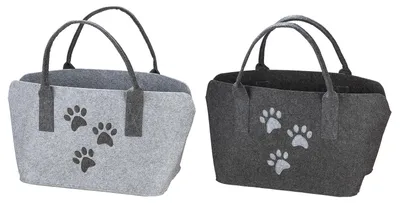 Produktbild von Gilde Tasche, "Pfoten", Hundmotiv, Katzenmotiv, Filz, hellgrau, dunkelgrau, L. 26 cm, B. 40 cm, H. 26 cm 49108 4063387491089 2 Stück (2-fach sortiert)