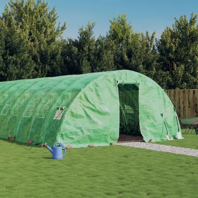 Produktbild von Design Gewächshaus mit Stahlrahmen Grün 120 m² 24x5x2,3 m, Garten- & Gewächshaus-Zubehör 2024 Neu