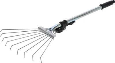 Obrázok produktu pre KOTARBAU® Nastaviteľný lopatkový metla 12 × 30 cm Ručné hrable s násadou Ručné hrable Mini záhradné hrable s 9 hrotmi Malé oceľové strieborné