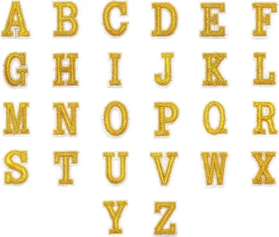 Produktbild von Alphabet-Buchstabe-Emblem-Aufnäher zum Aufbügeln, goldweiß