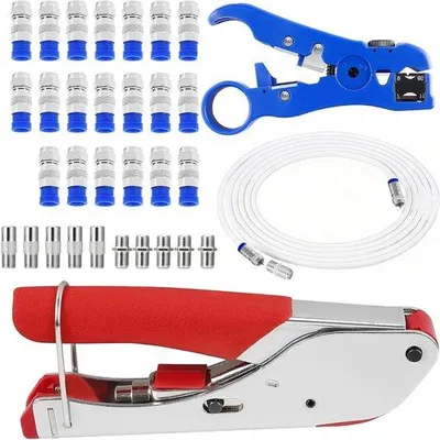 Productafbeelding van Crimping Pliers Set - Complete coaxial kabelset - Inclusief 20 F-plug en adapters - SnelShoppen