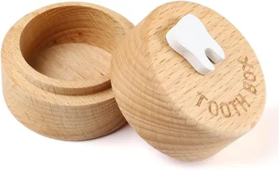 Produktbild von 3D-Zahnfee-Box aus Holz für Kinder (Jungen und Mädchen) – Erinnerungsstück für Milchzähne
