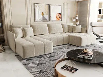 Produktbild von Wohnlandschaft Schlafsofa Sofa TREVISO Stoff Monolith Creme