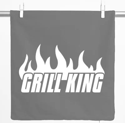 Produktbild von Huuraa Kissenbezug Grill King Flammen 40x40cm Steel Grey Baumwolle Dekokissenbezug Geschenkidee