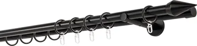 Produktbild von Gardinenstange auf Maß 20mm Kegel 2-lauf Wandträger 12cm Farbe: Schwarz, Größe: 380cm