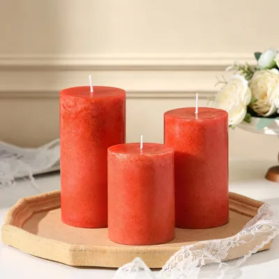 Productafbeelding van Stompkaarsen oranje - 3 stuks herfstkaarsen - Geurneutrale Halloween-kaarsen - Thanksgiving decoratie voor thuis