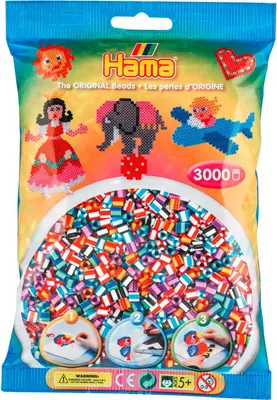 Produktbild von Hama Bügelperlen midi "Streifenperlen Mix 90" im Beutel 5,0 mm 3.000 Bügelperlen