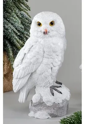 Produktbild von Winter Dekofigur Eule auf Stein H. 24,5cm weiß aus Kunststein Formano W25
