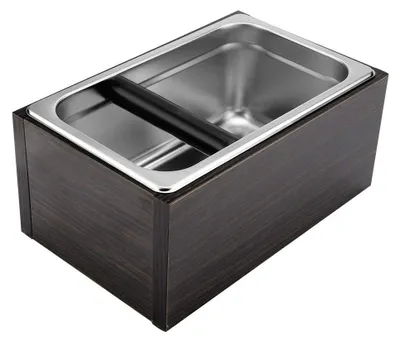 Kaffee-Klopfschachtel Edelstahl/Holz – Espresso-Klopfbox