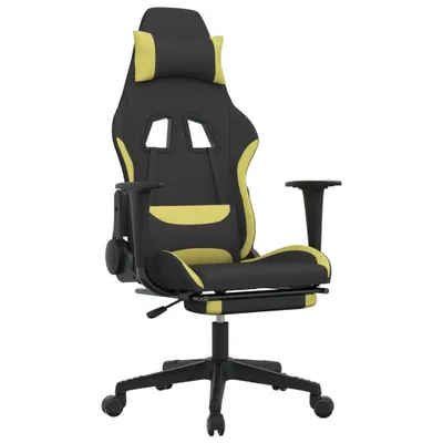 Produktbild von Gaming-Stuhl mit Fußstütze Schwarz und Hellgrün Stoff