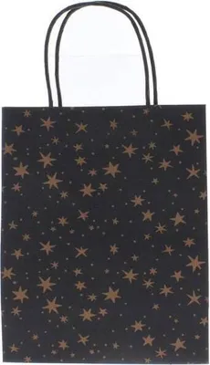 Produktbild von Geschenktasche Sterne - schwarz/gold - ca. 25 x 11 x 33 cm