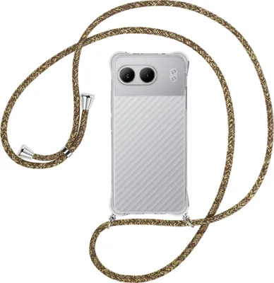 Produktbild von Handykette Backcover-Schutzhülle mit Band (Metall silberfarben) für OnePlus Nord 4 5G - braun+beige