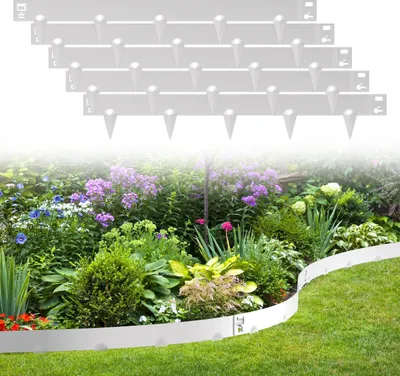 Produktbild von Jayseuw Rasenkante Schnecken Abwehr Verzinkt Blumenzaun Trennrand Gartenumrandung Stahl 100x18cm 60m Silber