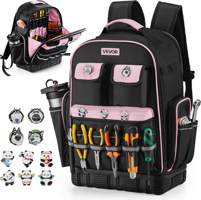 Immagine prodotto di Zaino porta attrezzi VEVOR, 56 tasche, organizzatore di utensili, zaino con scomparto per laptop, zaino da cantiere, borsa porta attrezzi per elettricisti, riparatori e termotecnici