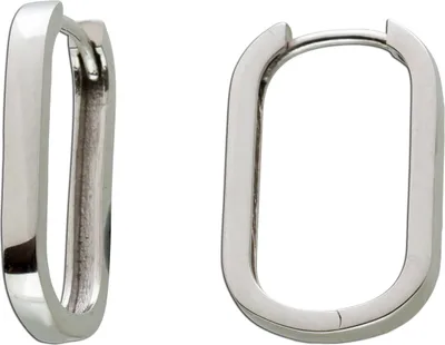 Produktbild von Ovale Hoops Creolen Ohrringe Weißgold 585 14K Klapp Scharnier