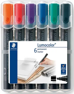 Image de 1 boîte de 6 marqueurs permanents Lumocolor 350 WP6
