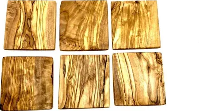 Produktbild von Quadratischer Glasuntersetzer aus Holz – 9 × 9 cm, mit Lasergravur – 6er Set