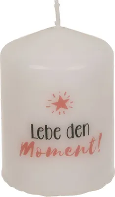 Immagine prodotto di Candela a colonna di circa 6x8 cm, in confezione di carta kraft Vivere il momento