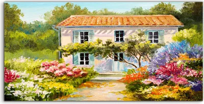 Produktbild von Coloray Acrylbild 100x50  Wandbild Acrylbilder Foto Malerei auf einem schönen Haus