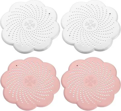 Produktbild von 4 Stück Universal-Abfluss-Set für Küche und Dusche - Silikon-Haarfilter