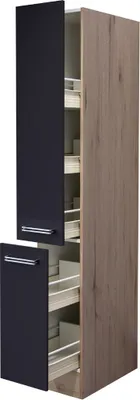 Produktbild von Apothekerschrank Küche - 30 cm breit - Anthrazit Miniperl San Remo Eiche – Lino