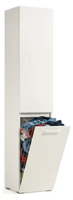 Produktbild von Mehrzweck-Kleiderschrank mit 2 Türen Agapanto, Wäscheschrank mit 2 Türen, Badezimmersäule mit Wäschekorb, 100 %  Italy, 45 x 37 x 195 cm, Weiß