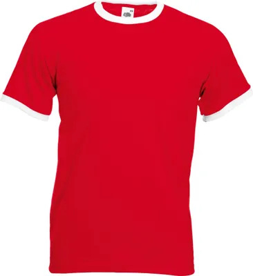 Produktbild von Fruit Of The Loom Herren Ringer T-Shirt BC342 (M) (Rot/Weiß)