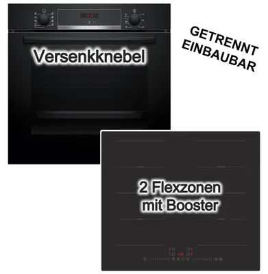 Produktbild von Herdset Backofen Bosch 3DHeißluft Hydrolyse+ Induktionsfeld PKM Flexzonen Booster