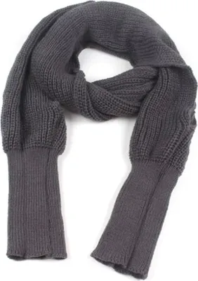 Produktbild von Gestrickter Schal mit Ärmeln für Damen, Herbst/Winter, einfarbig, langer Strickschal, lässiger literarischer Stil, elastischer Schal, Wickelschal, 210 cm, Grau