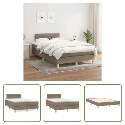 Produktbild von The Living Store Boxspringbett mit Matratze Taupe 120x200 cm Stoff