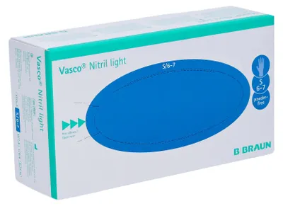 Produktbild von B. Braun Vasco® Nitril light Untersuchungshandschuhe - S / Blau | Packung (100 Stück) - B00E687KWI