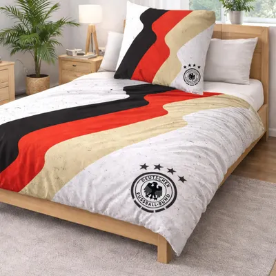 Produktbild von Offizielles DFB Bettwäsche Set 2-teilig, weiß, Baumwolle, 80x80 135x200 cm - Fußball Bettwäsche des Deutschen Fußball Bundes